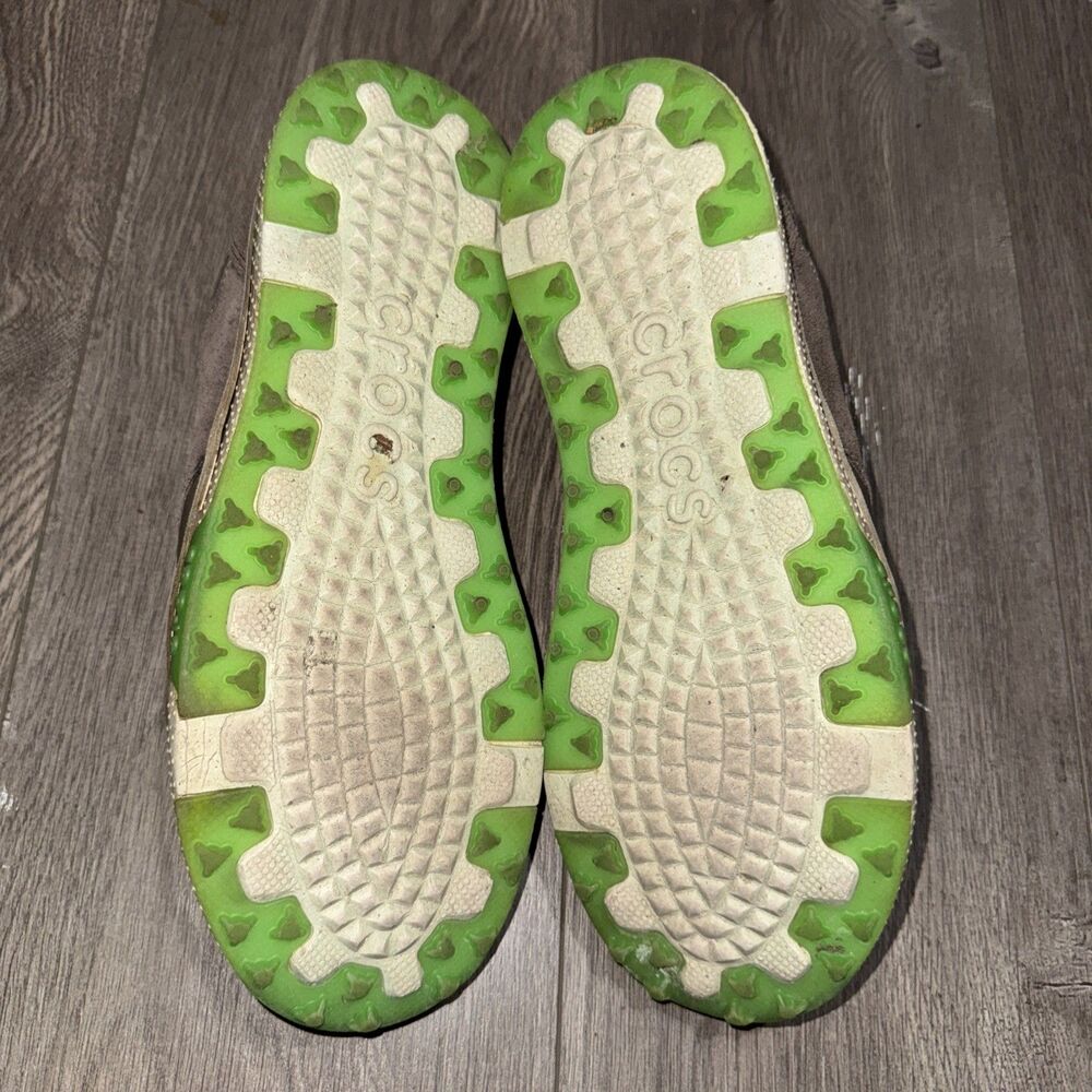 Crocs Golf Men's US 10.5 Leather Gray Green Shoes Sneakers 15160 - Picture 6 of 7